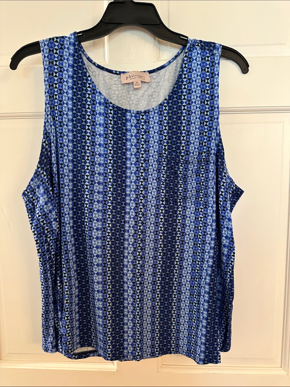 Philosophy Blue Geometric Print Sleeveless Tank
